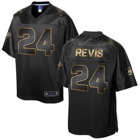 Nike New York Jets #24 Darrelle Revis Pro Line Black Gold Collection Men's Stitched NFL Game Jersey