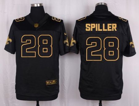Nike New Orleans Saints #28 C.J. Spiller Black Men's Stitched NFL Elite Pro Line Gold Collection Jersey