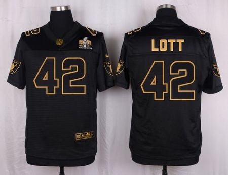 Nike Oakland Raiders #42 Ronnie Lott Black Men's Stitched NFL Elite Pro Line Gold Collection Jersey