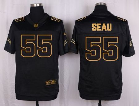 Nike San Diego Chargers #55 Junior Seau Black Men's Stitched NFL Elite Pro Line Gold Collection Jersey