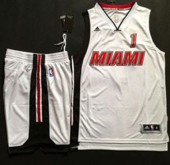Miami Heat #1 Chris Bosh White Throwback A Set Stitched NBA Jersey