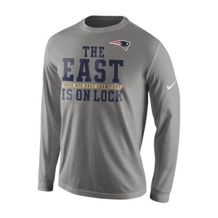 Men's New England Patriots Nike Charcoal 2015 AFC East Division Champions Long Sleeves T-Shirt