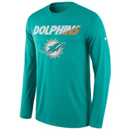 Men's Miami Dolphins Nike Aqua Legend Staff Practice Long Sleeves Performance T-Shirt