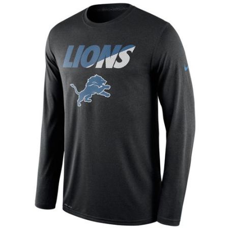 Men's Detroit Lions Nike Black Legend Staff Practice Long Sleeves Performance T-Shirt