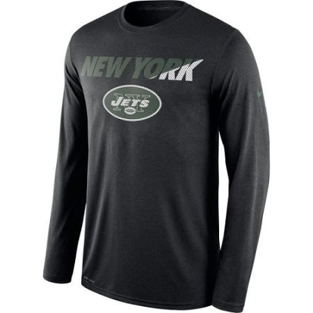 Men's New York Jets Nike Black Legend Staff Practice Long Sleeves Performance T-Shirt