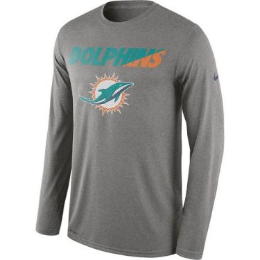 Men's Miami Dolphins Nike Heather Gray Legend Staff Practice Long Sleeves Performance T-Shirt