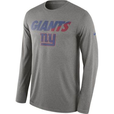 Men's New York Giants Nike Heather Gray Legend Staff Practice Long Sleeves Performance T-Shirt