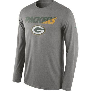 Men's Green Bay Packers Nike Heather Gray Legend Staff Practice Long Sleeves Performance T-Shirt