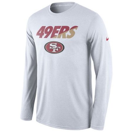 Men's San Francisco 49ers Nike White Legend Staff Practice Long Sleeves Performance T-Shirt