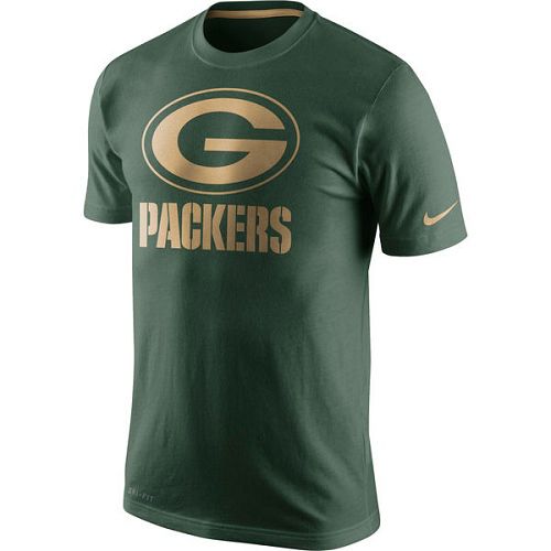 Men's Nike Green Bay Packers Championship Drive Gold Collection Performance T-Shirt Green