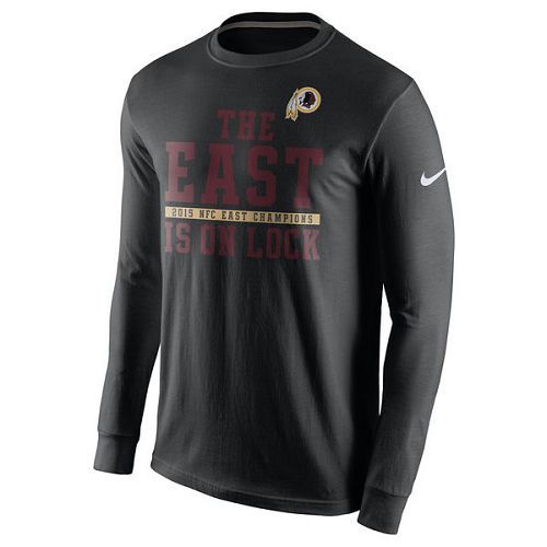 Men's Washington Redskins Nike Black 2015 NFC East Division Champions Long Sleeves T-Shirt