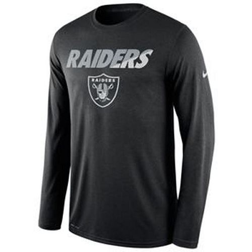 Men's Oakland Raiders Nike Black Legend Staff Practice Long Sleeves Performance T-Shirt