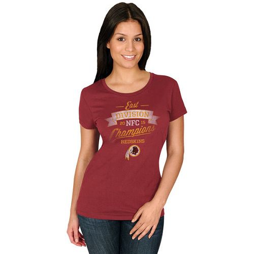 Women Washington Redskins Majestic Burgundy 2015 NFC East Division Champions T-Shirt