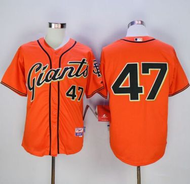 San Francisco Giants #47 Johnny Cueto Orange Alternate Cool Base Stitched MLB Jersey