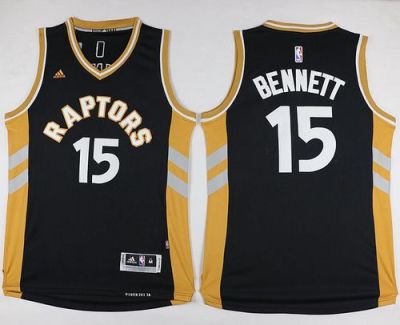 Toronto Raptors #15 Anthony Bennett Black Gold Stitched NBA Jersey
