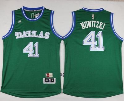 Dallas Mavericks #41 Dirk Nowitzki Green Hardwood Classics Performance Stitched NBA Jersey