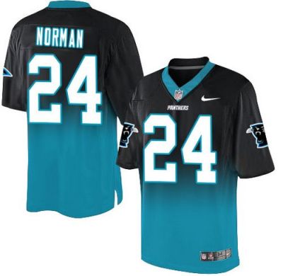Nike Carolina Panthers #24 Josh Norman BlackBlue Men's Stitched NFL Elite Fadeaway Fashion Jersey