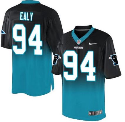Nike Carolina Panthers #94 Kony Ealy BlackBlue Men's Stitched NFL Elite Fadeaway Fashion Jersey