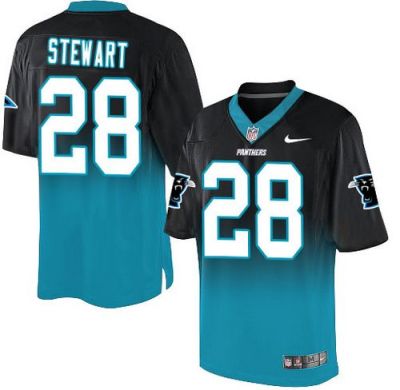 Nike Carolina Panthers #28 Jonathan Stewart BlackBlue Men's Stitched NFL Elite Fadeaway Fashion Jersey