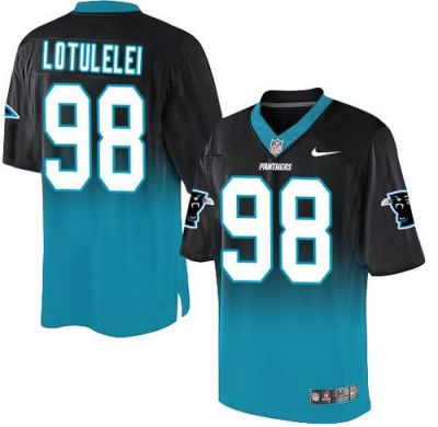 Nike Carolina Panthers #98 Star Lotulelei BlackBlue Men's Stitched NFL Elite Fadeaway Fashion Jersey