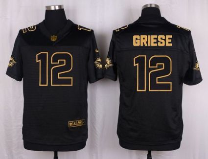 Nike Miami Dolphins #12 Bob Griese Black Men's Stitched NFL Elite Pro Line Gold Collection Jersey