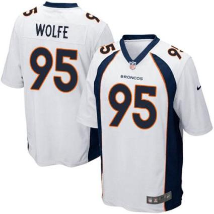 Youth Nike Broncos #95 Derek Wolfe White Stitched NFL New Elite Jersey