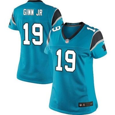 Women Nike Panthers #19 Ted Ginn Jr Blue Alternate Stitched NFL Elite Jersey