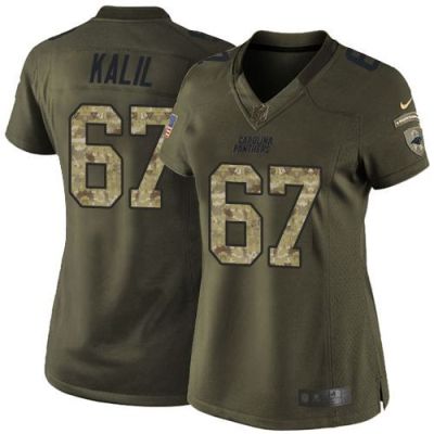 Women Nike Panthers #67 Ryan Kalil Green Stitched NFL Limited Salute To Service Jersey