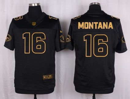 Nike San Francisco 49ers #16 Joe Montana Black Men's Stitched NFL Elite Pro Line Gold Collection Jersey
