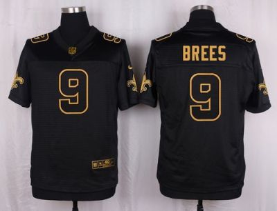 Nike New Orleans Saints #9 Drew Brees Black Men's Stitched NFL Elite Pro Line Gold Collection Jersey