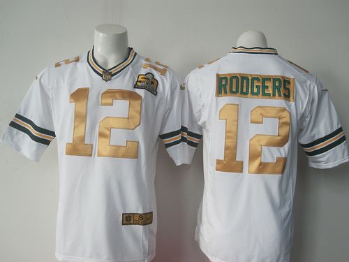Nike Green Bay Packers #12 Aaron Rodgers White Super Bowl 50 Collection Men's Stitched NFL Game Collection Jersey