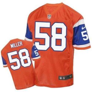 Nike Denver Broncos #58 Von Miller Orange Throwback Men's Stitched NFL Elite Jersey