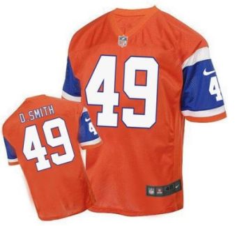 Nike Denver Broncos #49 Dennis Smith Orange Men's Stitched NFL Elite Throwback Jersey