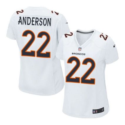 Women Nike Broncos #22 C.J. Anderson White Stitched NFL Game Event Jersey