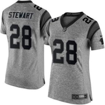 Women Nike Panthers #28 Jonathan Stewart Gray Stitched NFL Limited Gridiron Gray Jersey
