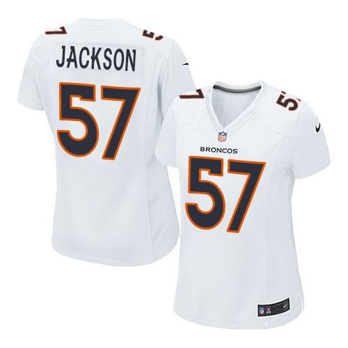 Women Nike Broncos #57 Tom Jackson White Stitched NFL Game Event Jersey