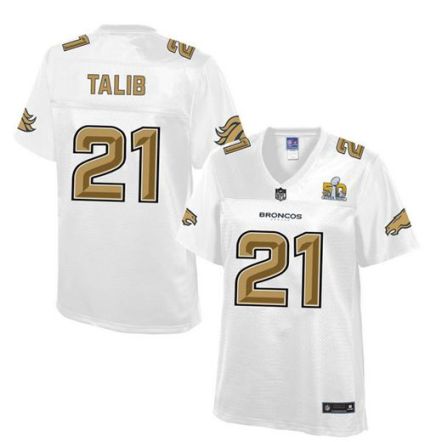 Women Nike Broncos #21 Aqib Talib White NFL Pro Line Super Bowl 50 Fashion Game Jersey
