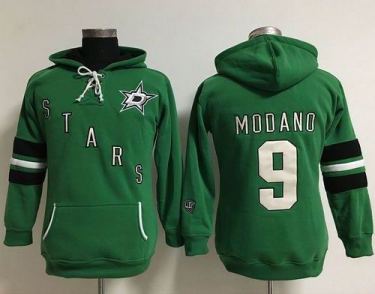 Women's Dallas Stars #9 Mike Modano Green Old Time Heidi Hoodie NHL Hoodie