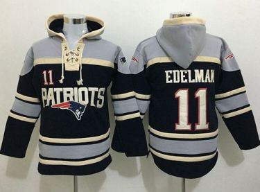 Nike New England Patriots #11 Julian Edelman Navy Blue Sawyer Hooded Sweatshirt NFL Hoodie