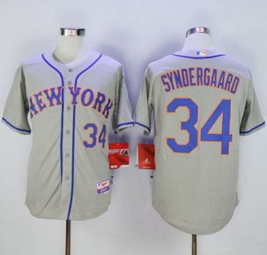 New York Mets #34 Noah Syndergaard Grey Road Cool Base Stitched MLB Jersey