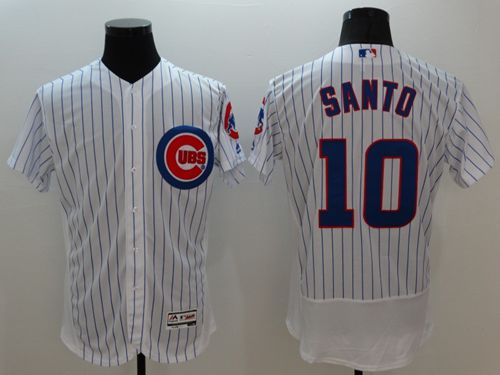 Chicago Cubs #10 Ron Santo White Flexbase Authentic Collection Stitched Baseball Jersey
