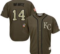 Kansas City Royals #14 Omar Infante Green Salute to Service Stitched MLB Jersey