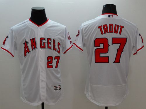 Los Angeles Angels Of Anaheim #27 Mike Trout White Flexbase Authentic Collection Baseball Jersey