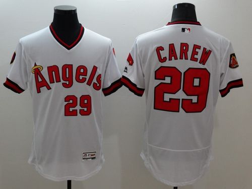 Los Angeles Angels Of Anaheim #29 Rod Carew White Flexbase Authentic Collection Cooperstown Baseball Jersey