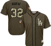 Los Angeles Dodgers #32 Sandy Koufax Green Salute to Service Stitched Baseball Jersey