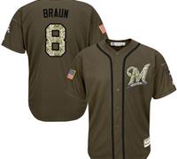 Milwaukee Brewers #8 Ryan Braun Green Salute to Service Stitched MLB Jersey