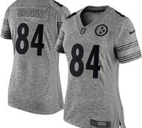 Women Nike Steelers #84 Antonio Brown Gray Stitched NFL Limited Gridiron Gray Jersey