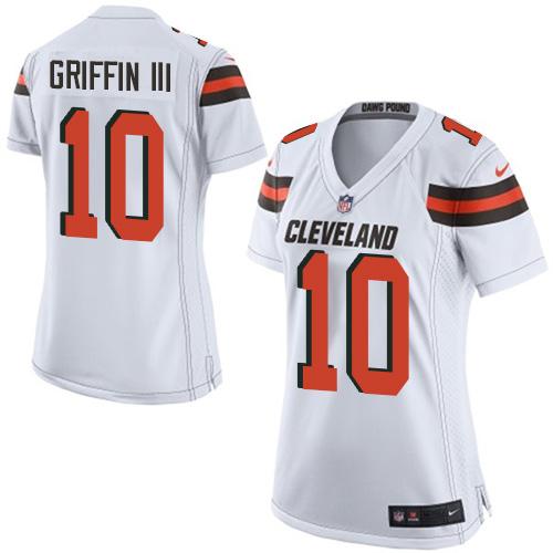 Women Nike Browns #10 Robert Griffin III White Stitched NFL New Elite Jersey