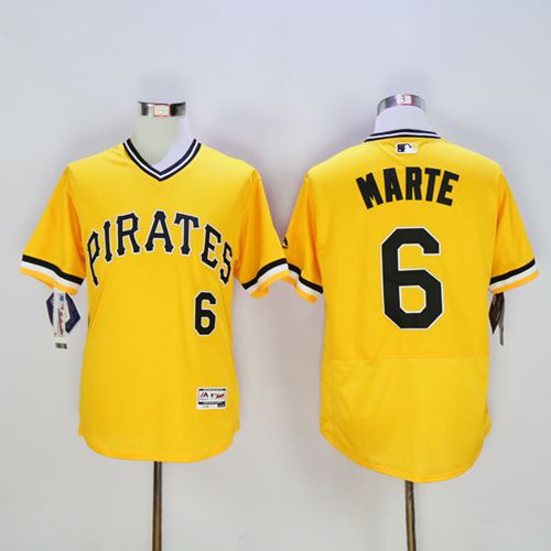 Pittsburgh Pirates #6 Starling Marte Gold Flexbase Authentic Collection Baseball Jersey