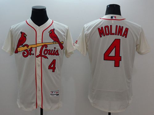 St.Louis Cardinals #4 Yadier Molina Cream Flexbase Authentic Collection Baseball Jersey